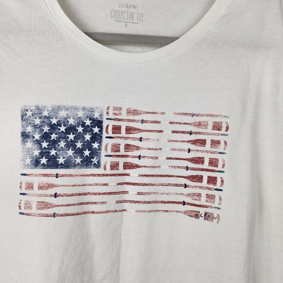 J.Crew Factory sz L Collector Tee Oars American Flag Top Tshirt - Picture 3 of 7